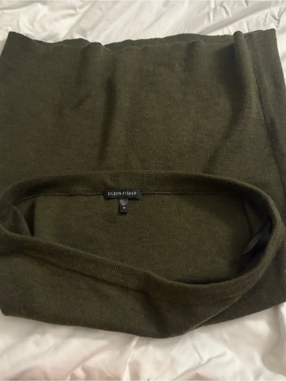 Eileen Fisher Olive Green Knit Sweater Skirt Medium